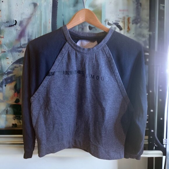 Under Armour Womens Sweatshirt Small Blue Cropped Athletic Sports Outdoor - Picture 1 of 11